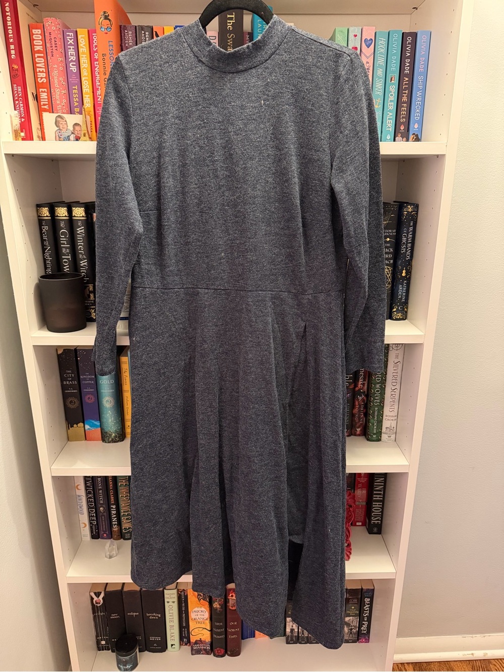 Eloquii Heather Gray Long-Sleeve Mock Neck Midi Dress